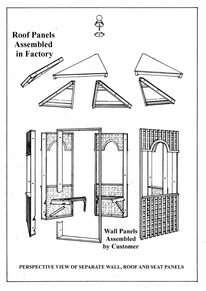 Shows how the panels make up the gazebo